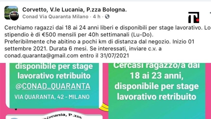 Conad, stage a 500€ per 40 ore? Potere al Popolo: “Questa è una città che sfrutta e rende precari. Diciamo basta”