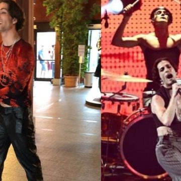 Damiano dei Maneskin era in stampelle