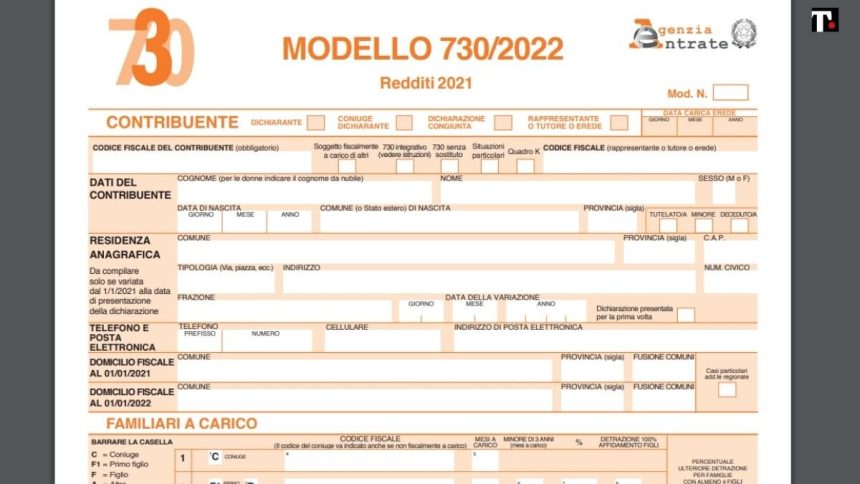 Modello 730 precompilato 2022