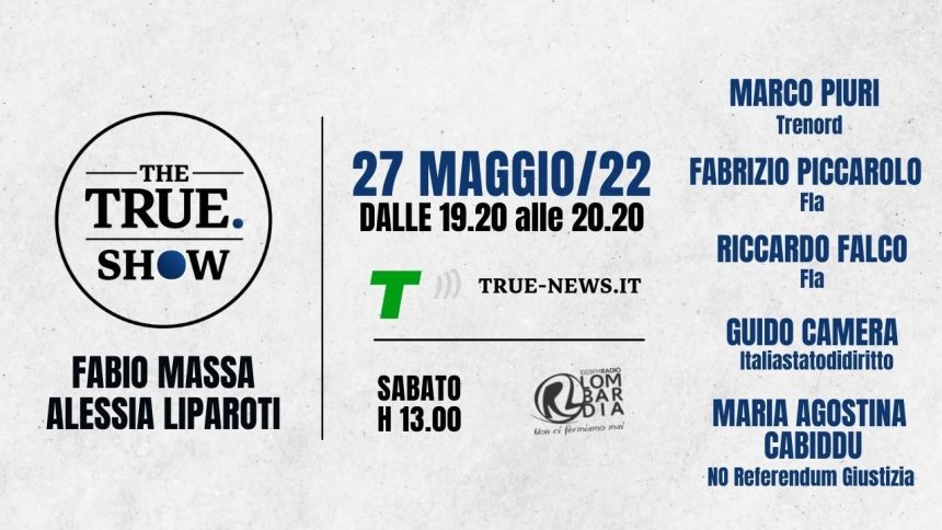 Ambiente, mobilità e giustizia a “The True Show” venerdì 27 maggio. VIDEO