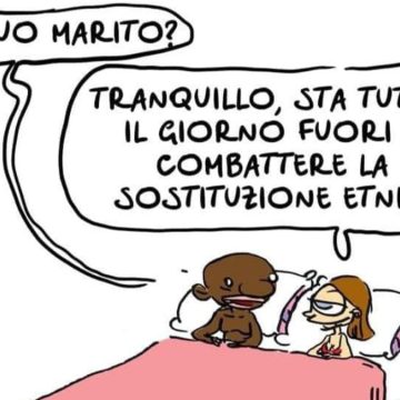 Sostituzione etnica polemica vignetta