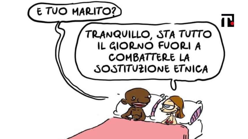 Sostituzione etnica polemica vignetta