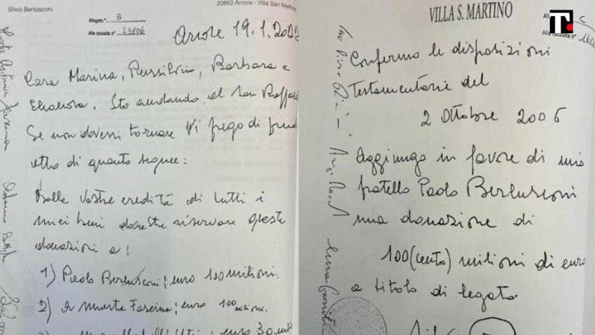 Testamento Berlusconi, la lettera ai cinque figli: “Se non dovessi tornare…”