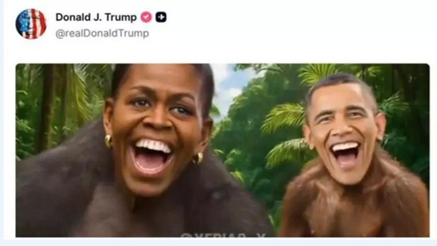 Trump shock: pubblica su Truth un video con Barack e Michelle Obama come scimmie